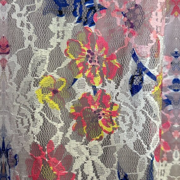 Kensie Girl Multi Dress Size M 10/12 Tropical Floral Printed Lace‎ Cold Shoulder - Picture 3 of 8